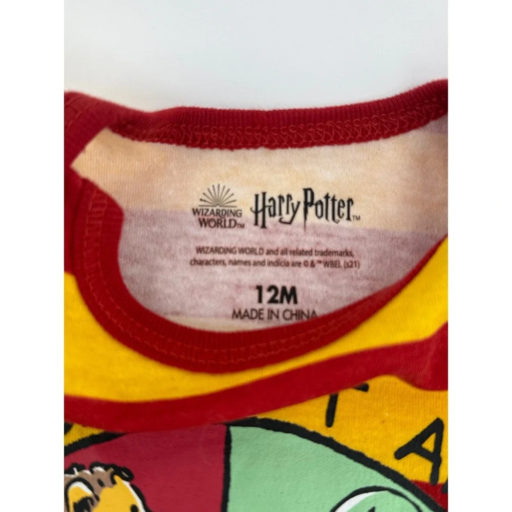 Harry Potter Hogwarts Bodysuit 12M Cotton Blend Red Yellow Striped Geekcore